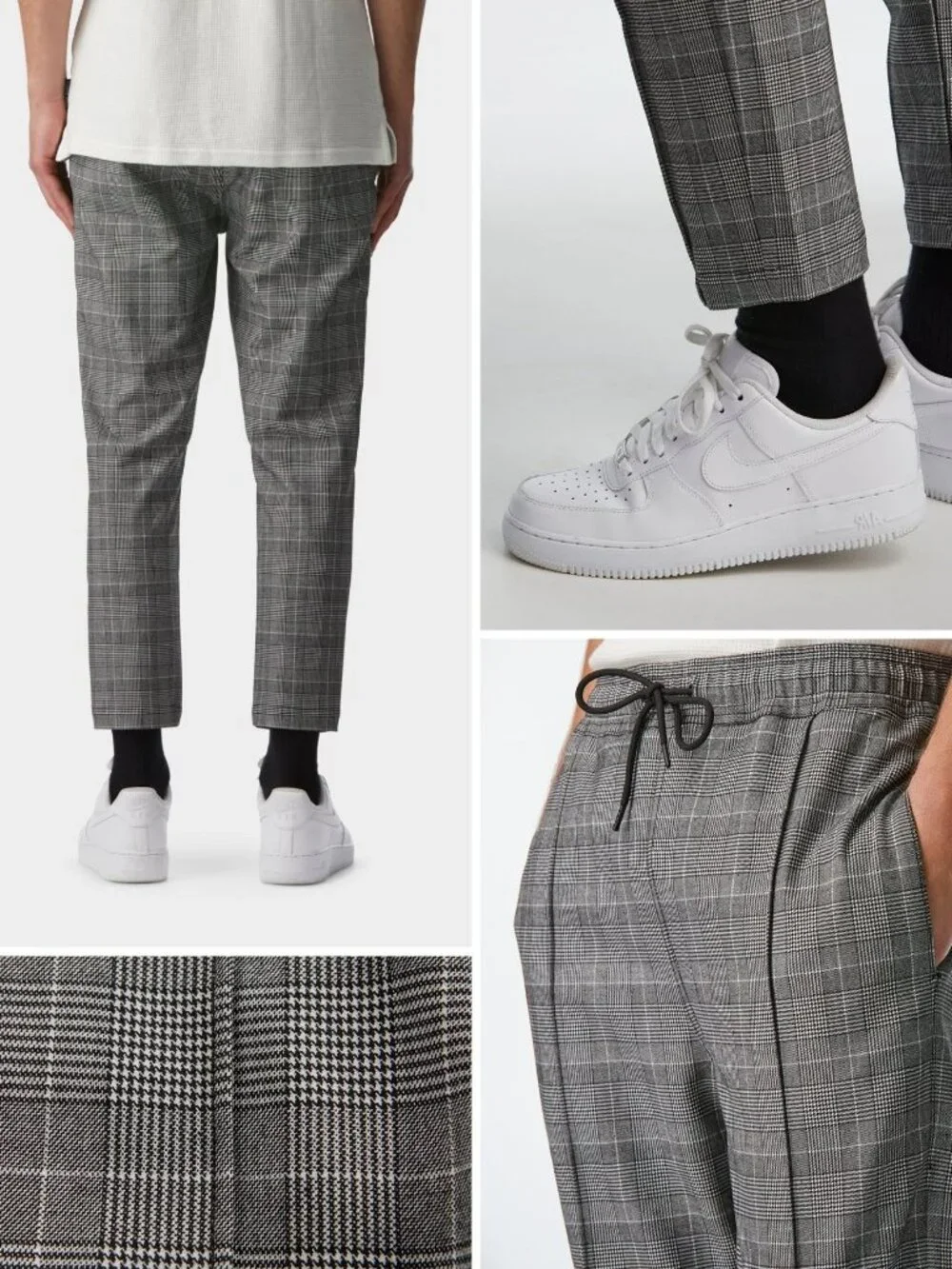I LOVE UGLY SZ L Mens Anton Track Pant Black Check Plaid Crop-Leg